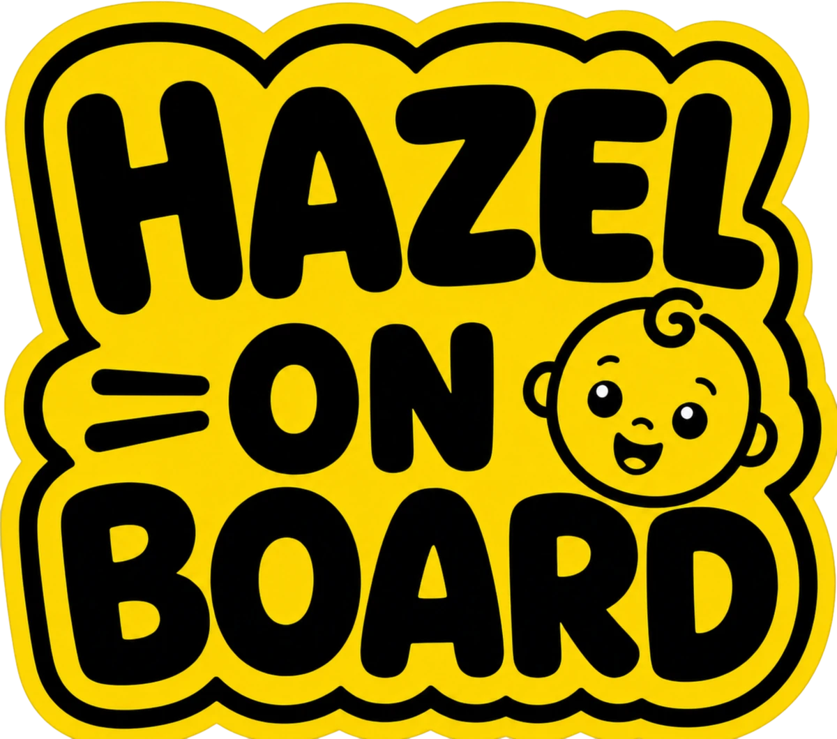 Personalised Hazel on Board sticker example