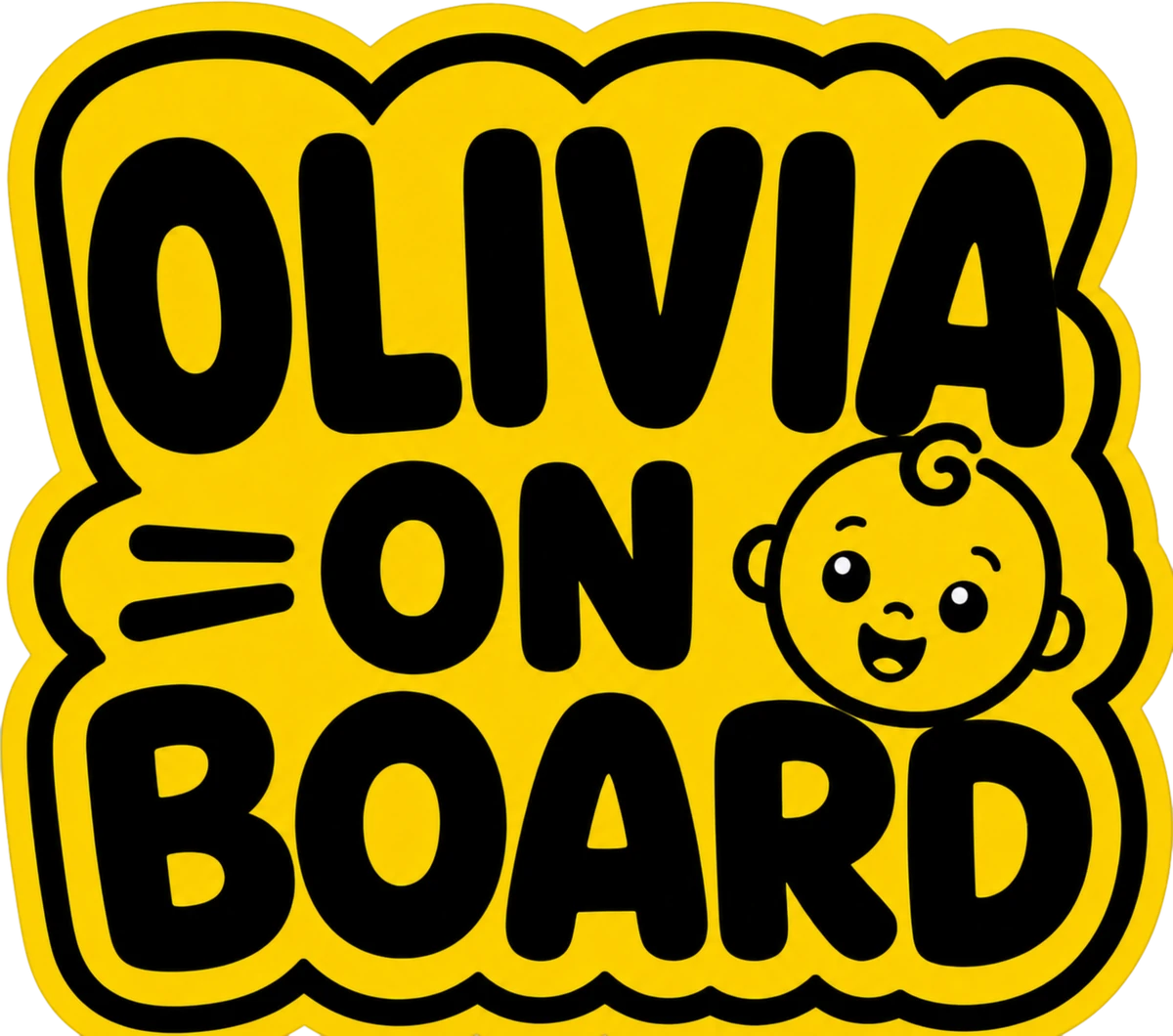 Personalised Olivia on Board sticker example